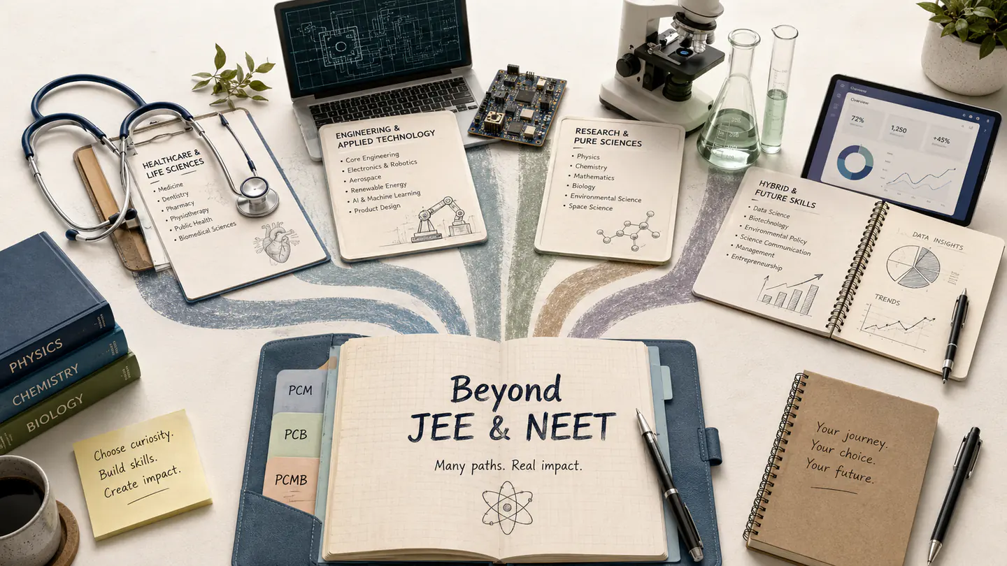 Editorial career map showing options after 12th science beyond JEE and NEET.