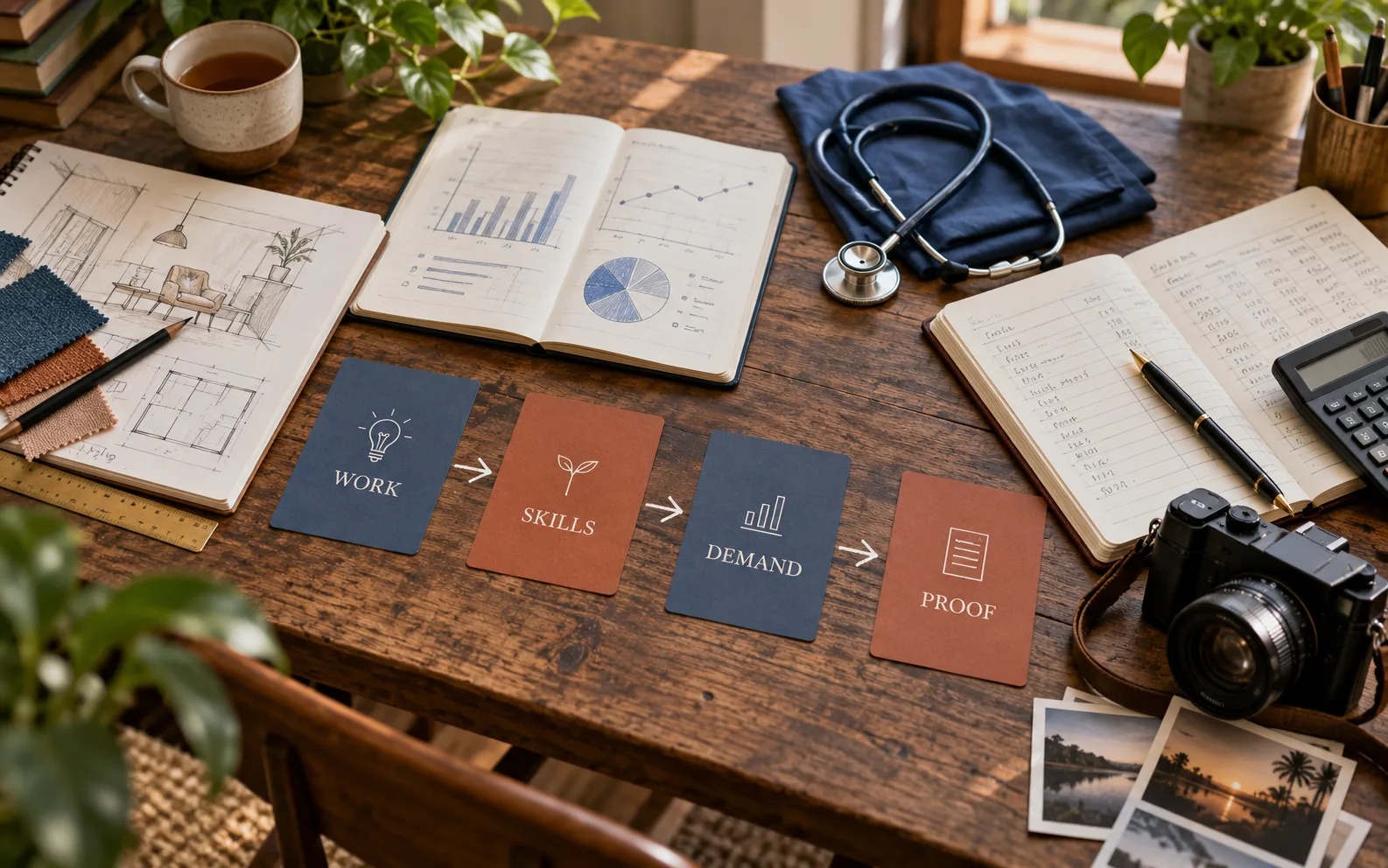 Career options compared through daily work, skills, demand, and proof