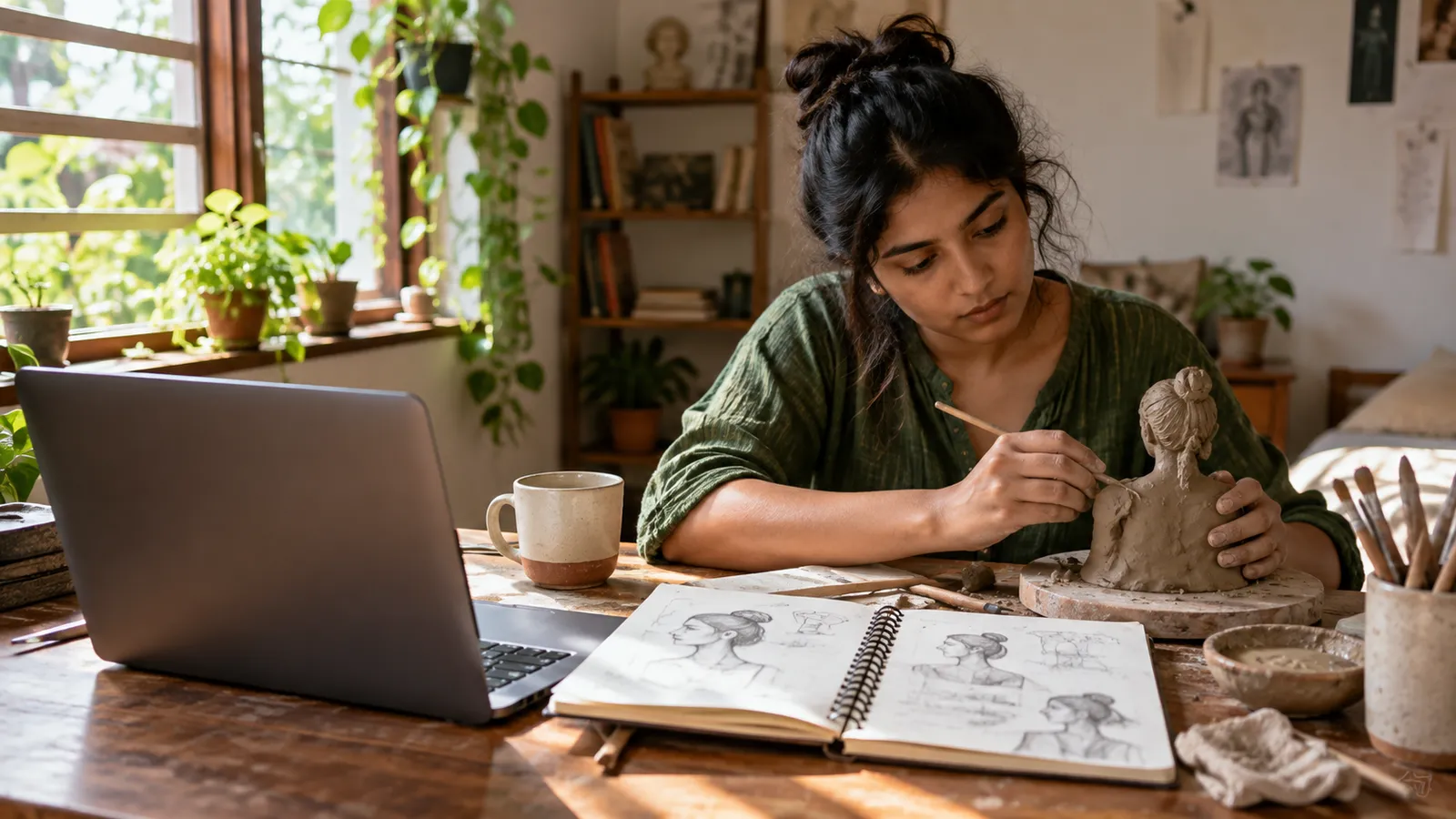 Indian learner practising a high-value skill with a real work draft