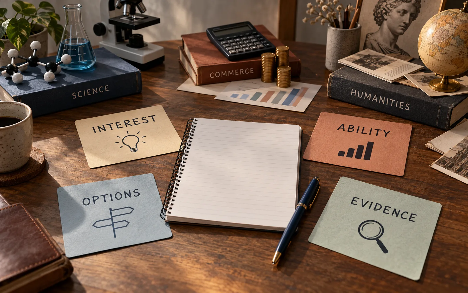 Stream selection framework comparing interest, ability, options, and evidence