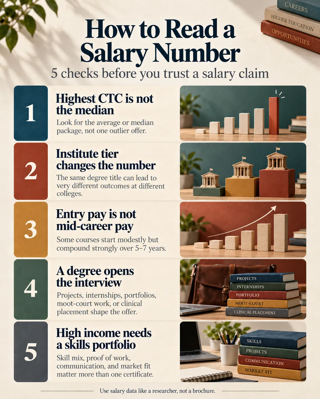 Infographic explaining how to interpret salary numbers for courses after 12th.