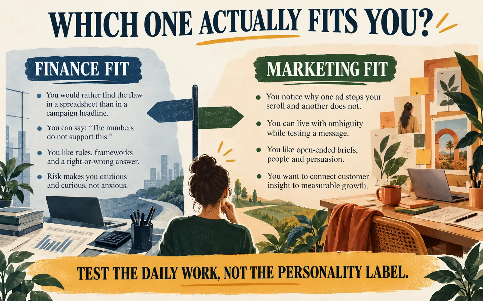 Asymmetrical self-check comparing finance and marketing working preferences
