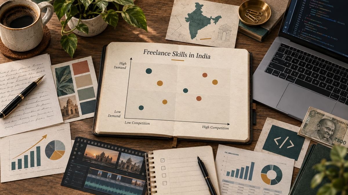 Freelance skills in demand in India compared by demand and competition