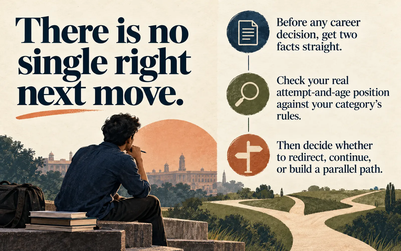 Mistakes versus smarter move panel explaining why failed UPSC attempts need an eligibility and runway check before a new commitment