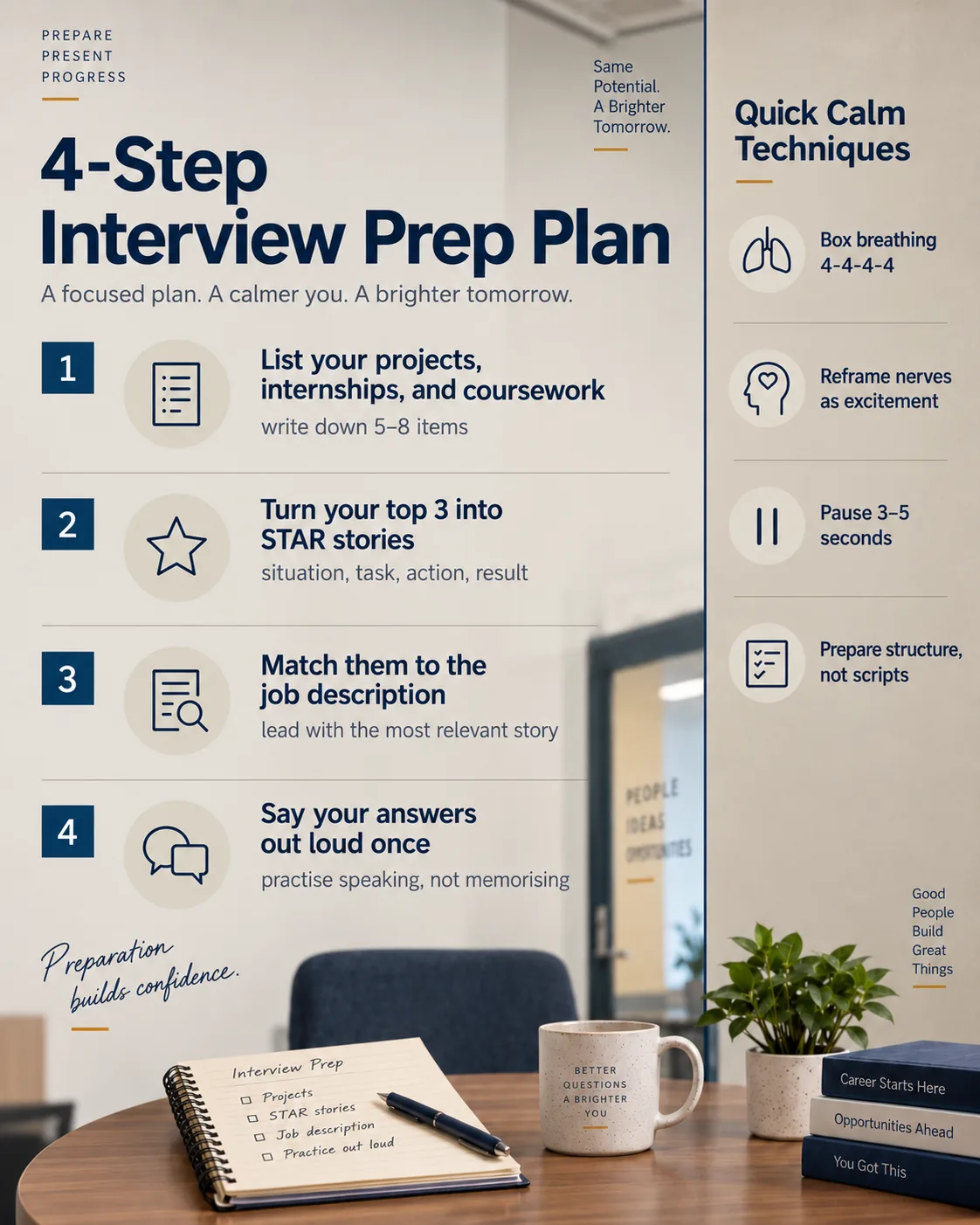 Four-step interview preparation plan for freshers before interview day