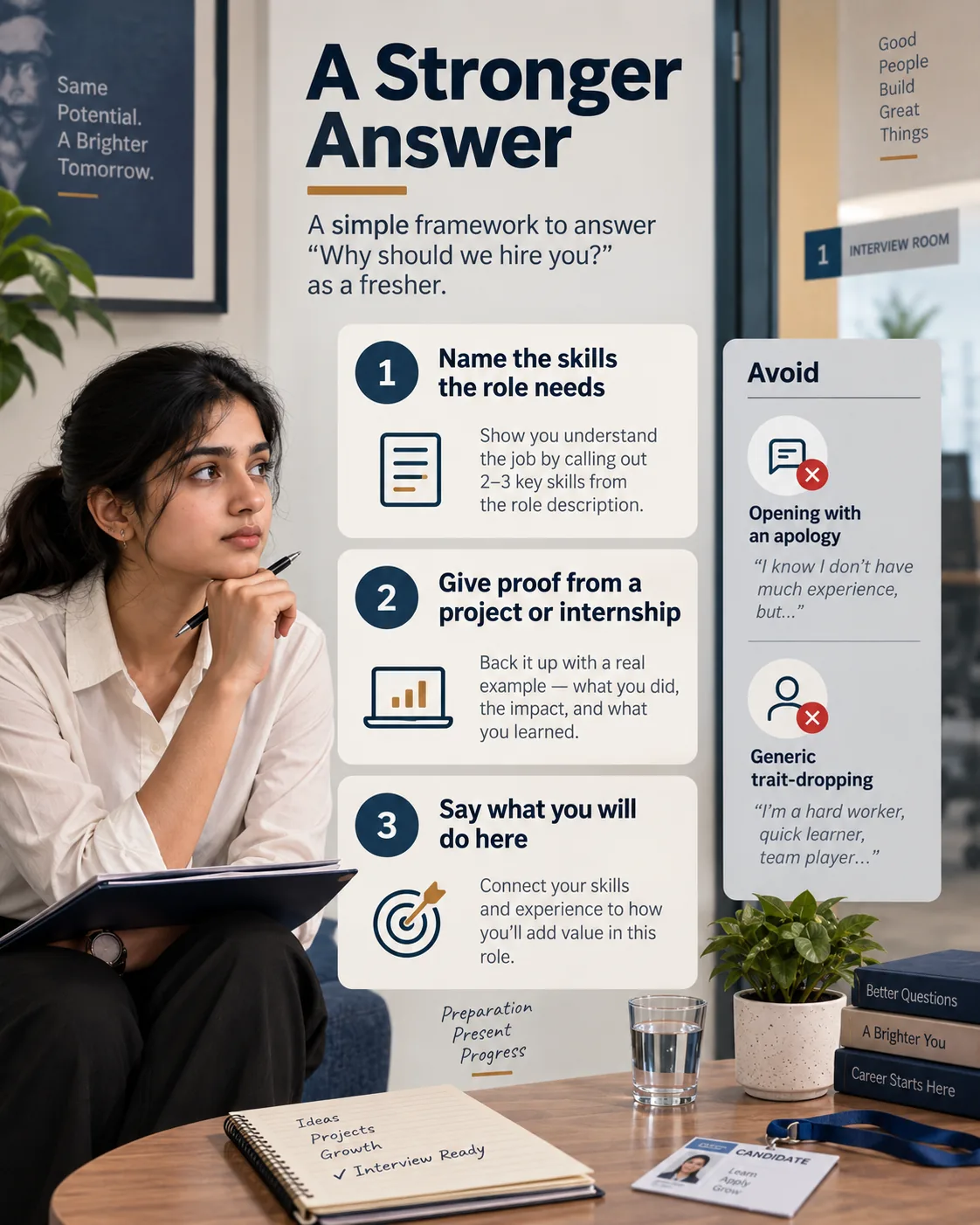 Three-step framework for answering why should we hire you with no experience