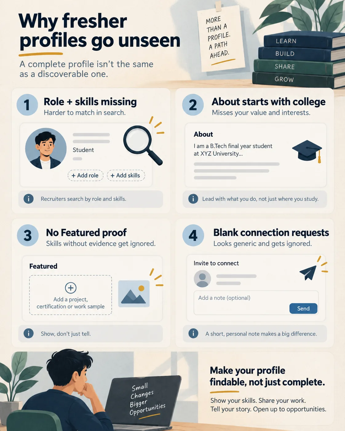 Four common reasons fresher LinkedIn profiles go unseen by recruiters