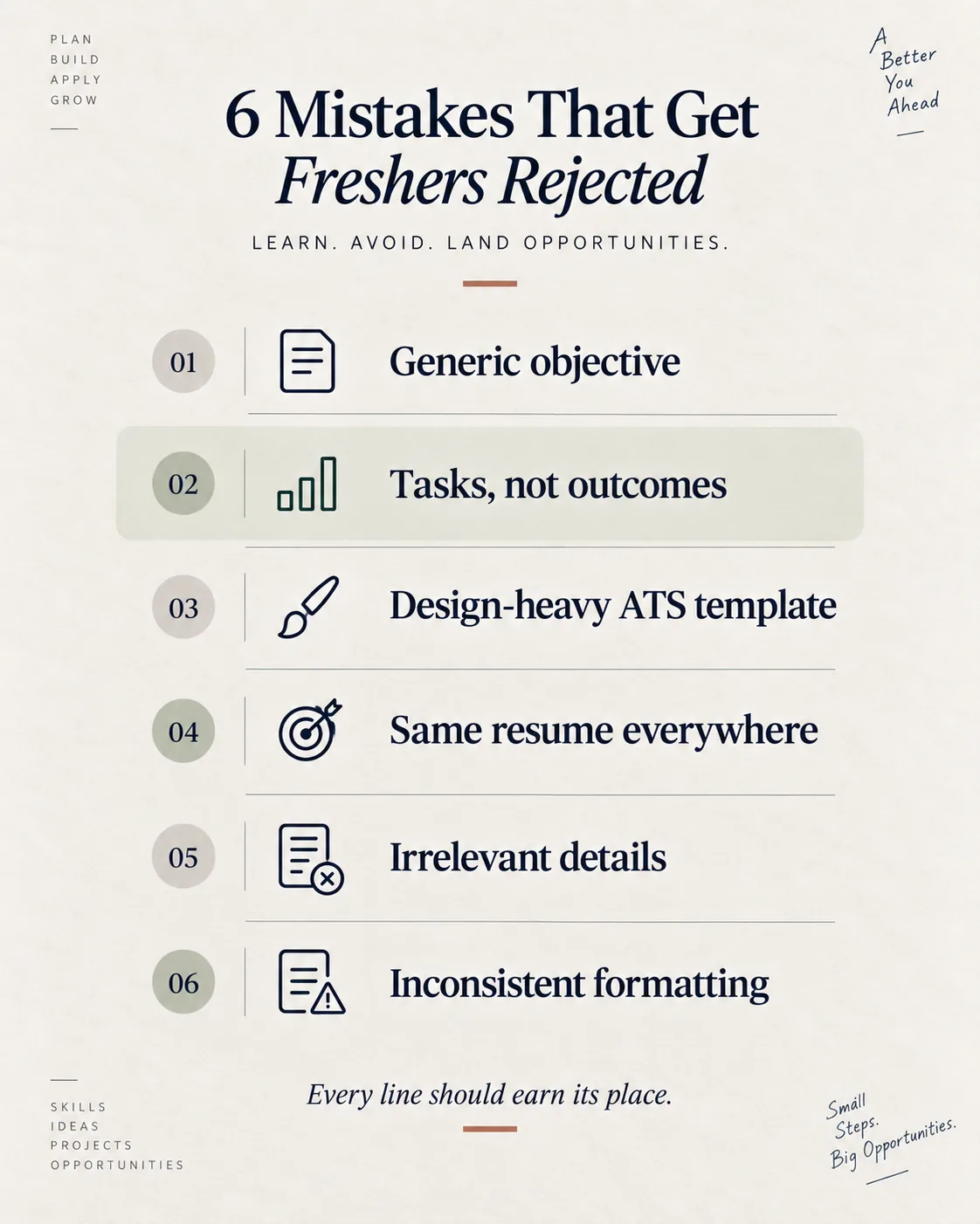 Six common mistakes that cause fresher resumes to be rejected