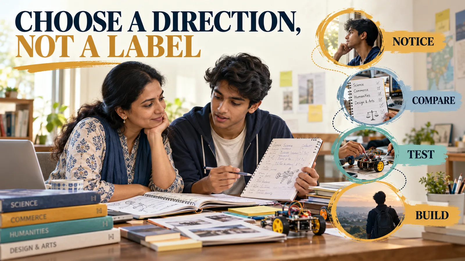 Student and parent context for early career direction, stream awareness and skill fit